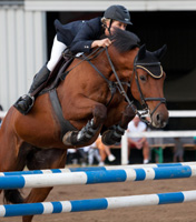 Mit Cor du Cheval gewann Kathrin Wollert ein M-Springen. Foto: Gerald Hein